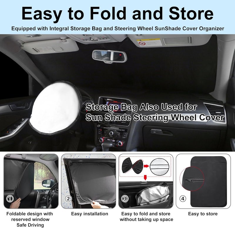 LHFLIVE 6PCS Windshield Sun Shade Custom Fit for 2013-2018 Volkswagen VW Golf MK7 Accessories Foldable Sunshade Side Rear Window Shade Cover Full Set Privacy Protection Keeps Car Cool - Image 5